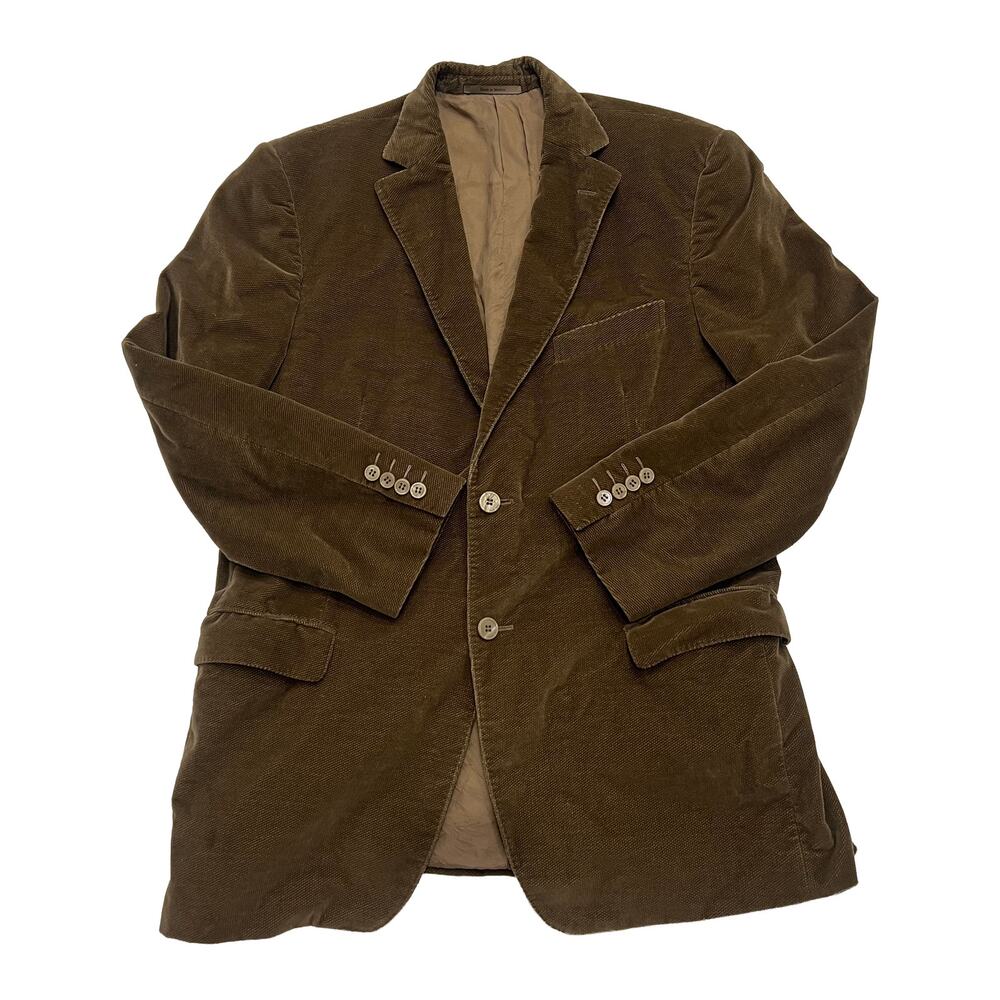 Z Zegna M. Penner Brown Corduroy Blazer Sport Coat Jacket 40S Mens Button Luxury